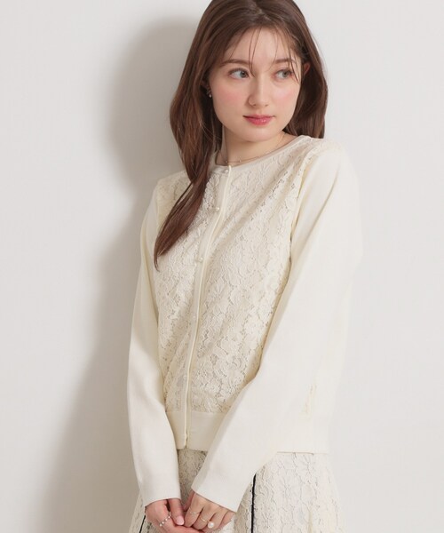 「couture brooch」 ニットカーディガン 38 オフホワイト レディース_画像4