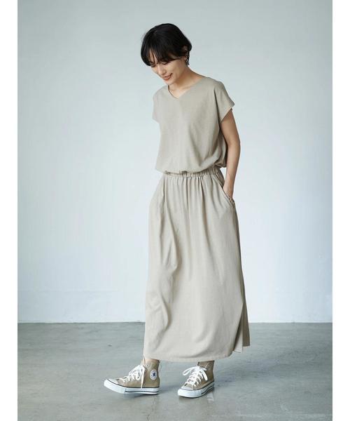 3色 ワンピース Vネック パフスリーブ フェミニン フレンチ 3色 ワンピース Vネック パフスリーブ フェミニン フレンチ