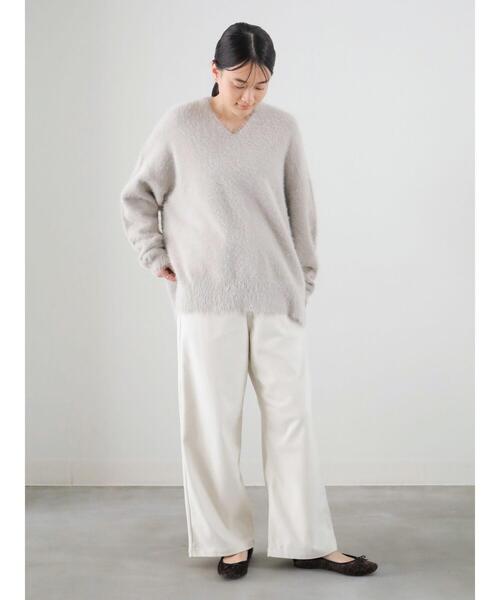 NOBLE AMERICAN DREAMS オフホワイトVネックモヘアニット S 追加》YAK/ヤク ワイドVネックニット 3（ニット／セーター）｜NOBLE