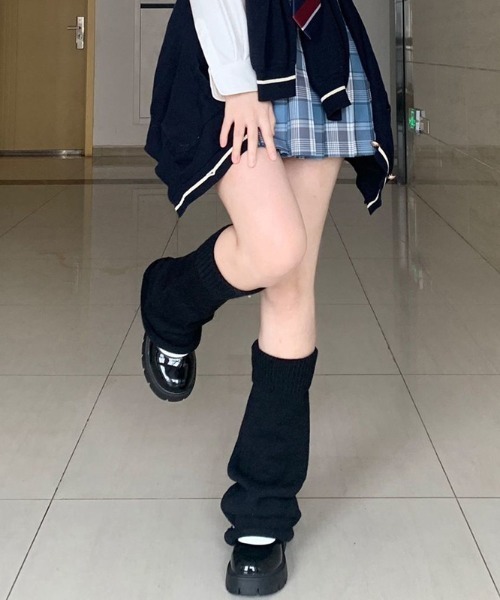 レッグウォーマー Y2Kファッション ブーツカットニットレッグ