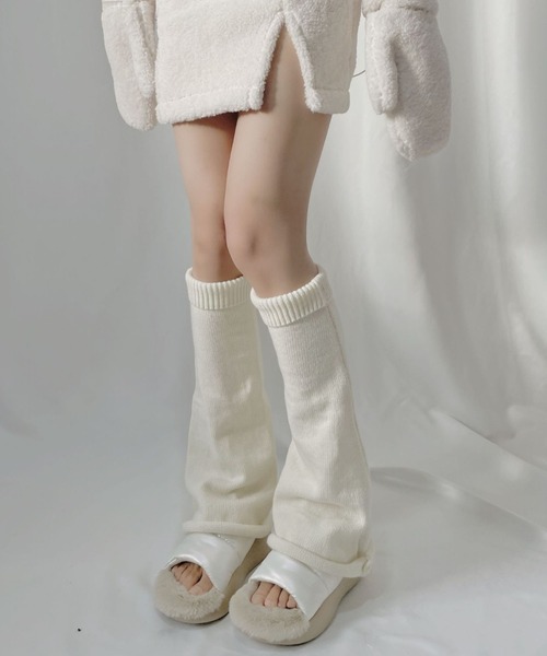 レッグウォーマー Y2Kファッション ブーツカットニットレッグ
