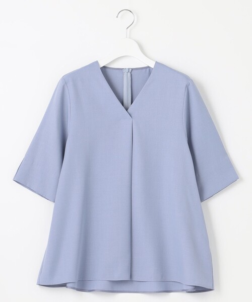 ブラウス シャツ 「L」「接触冷感」「UV対策」「ウォッシャブル」リネンライクタンブラーショートブラウス レディース L】【接触冷感】【UV対策】【ウォッシャブル】リネンライク