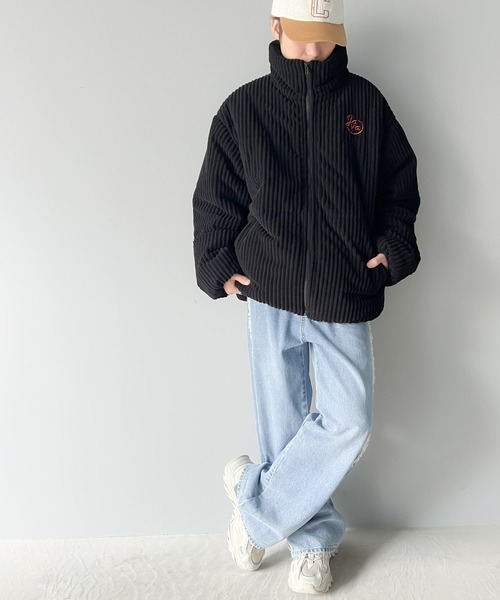 ブルゾン アウター 「Javaジャバコラボ」シーズンムード高まる。JAVA刺繍中綿コール オーバーサイズ ジャケット メンズ レディース | Java | 05