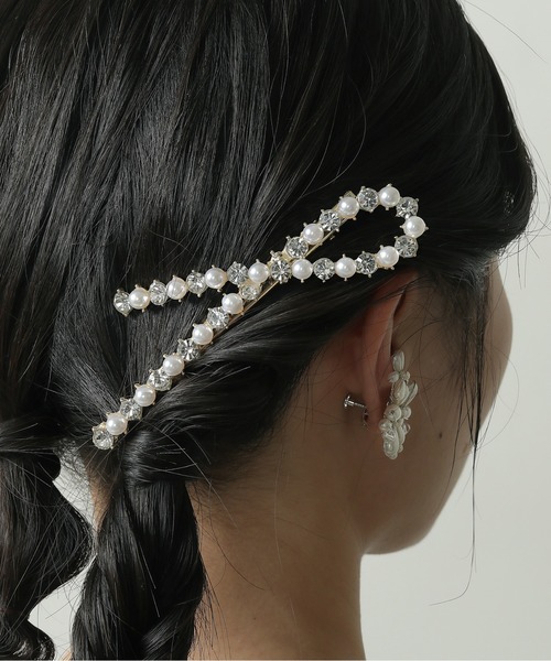 Kana ヘアクリップ ノット デザイン パール ビジュー ヘアクリップ