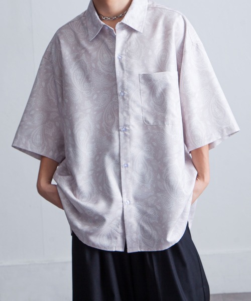 Nilway（ニルウェイ） シャツ オーバーサイズ花柄ドレープ 半袖 シャツ
