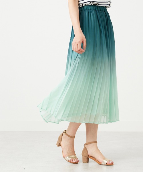On グラデーション プリーツ スカート Size:S 全豪ver. BELLUNA PLUS スカート プリーツデザイングラデーションスカート