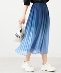 スカート 夏 プリーツデザイングラデーションスカートの詳細画像1
