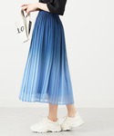 スカート 夏 プリーツデザイングラデーションスカートの詳細画像2