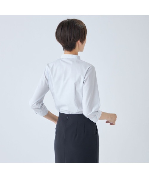 ブラウス シャツ SH BODY SUITS シャツ ボディースーツ 秋服 レディース SUIT SELECT ブラウス シャツ 「形態安定」バンドカラー7分袖