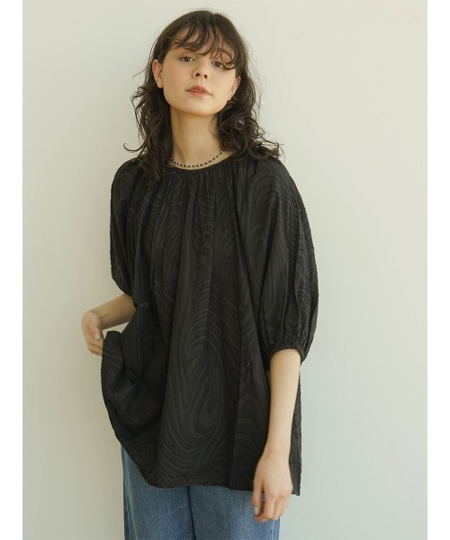 ブラウス シャツ Cotton jacquard tunic blouse レディース
