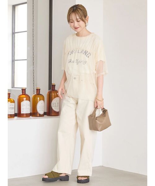 tシャツ HOLiC カット2PTEE　497282 レディース AMERICAN HOLIC tシャツ チュールオーバーサイズTシャツ
