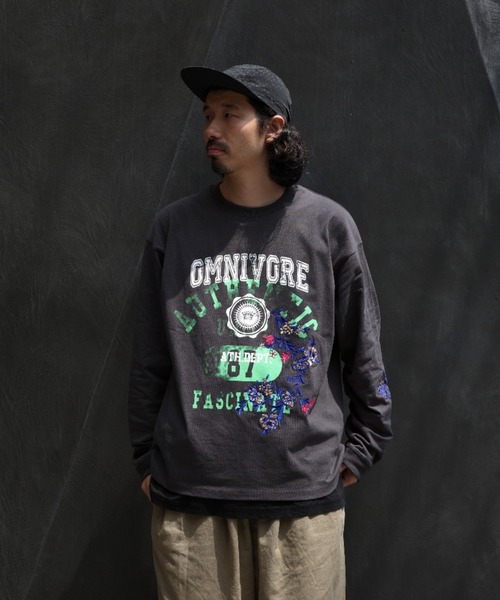 BEAVER tシャツ B omnivore/ビーオムニボー L/S COLLEGE メンズ