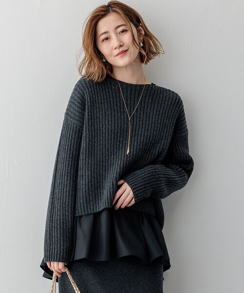 ニット セーター 「Oggi2月号掲載/洗える」カシミヤブレンド クロップド ニット レディース 23区 ニット セーター 「Oggi2月号掲載/洗える」カシミヤ