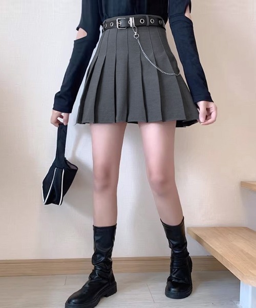 SELF PORTRAIT ハイウエストフリツミニスカト RS24117SKBL BLUE REMUR スカート ハイウエストプリーツミニスカート ベルト付き