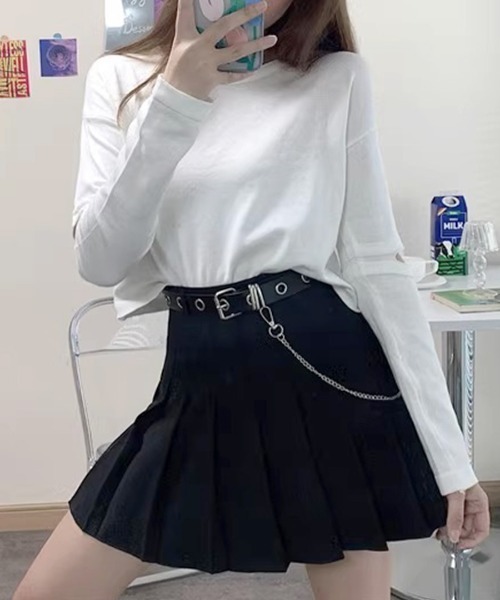 SELF PORTRAIT ハイウエストフリツミニスカト RS24117SKBL BLUE REMUR スカート ハイウエストプリーツミニスカート ベルト付き