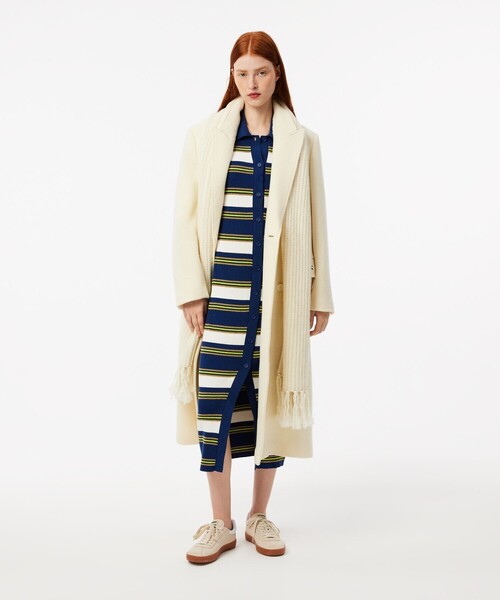 LACOSTE ウール100% ストライプニットワンピースサイズ40(M) 販売 中スポーツ - LACOSTE ウール100% ストライプニット
