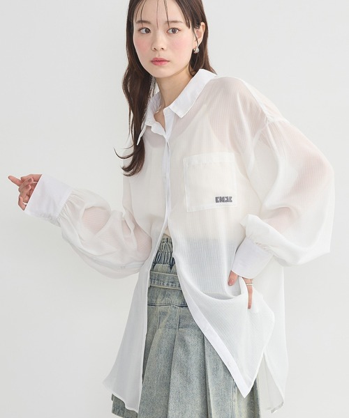 マルチサイズ ブラウス シャツ レースアップシャツ レディース earth music&ecology ブラウス シャツ バックレースアップシャツ