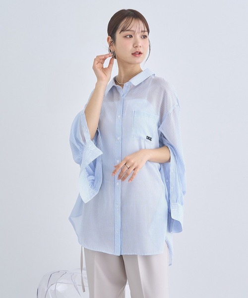 earth music&ecology ブラウス シャツ バックレースアップシャツ