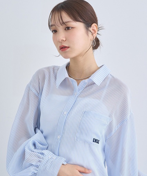 マルチサイズ ブラウス シャツ レースアップシャツ レディース earth music&ecology ブラウス シャツ バックレースアップシャツ