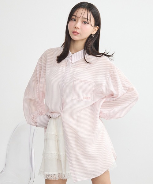 earth music&ecology ブラウス シャツ バックレースアップシャツ