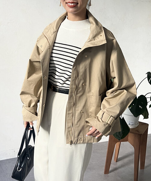 Chez toi（シェトワ） ブルゾン アウター スタンドネックミドルコート