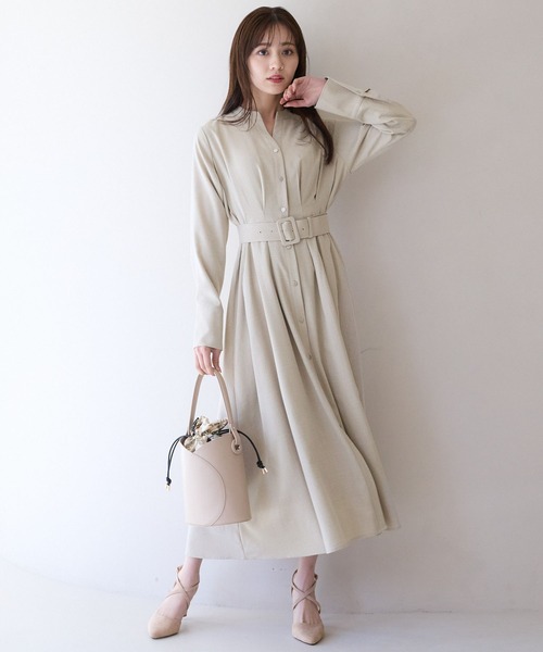 のり ワンピース Andemiu ワンピース フロントボタンタックワンピース326636