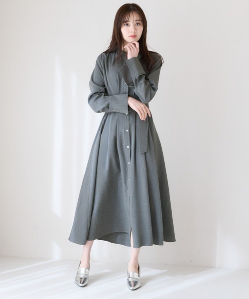 ☆国内発送☆ Patouオーガニック フロントボタン ミディドレス Patou | オーガニック コットン ポプリン ボタン ミディドレス