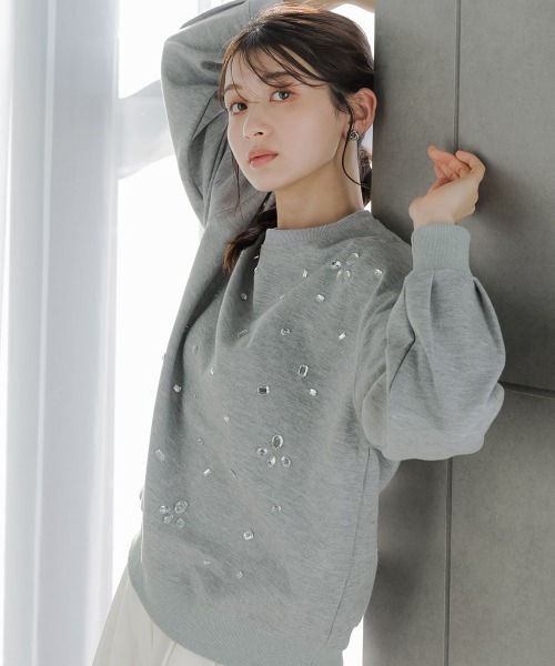 tシャツ 高身長　ビジュー付トレーナー（トールサイズ）fifiean レディース