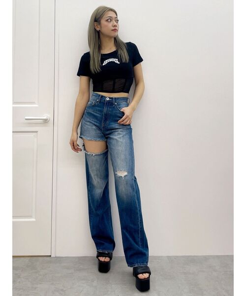 gydaハイウエストデニム GYDA ジーンズ デニム デニムパンツ 「WEB限定」「TINY低身長