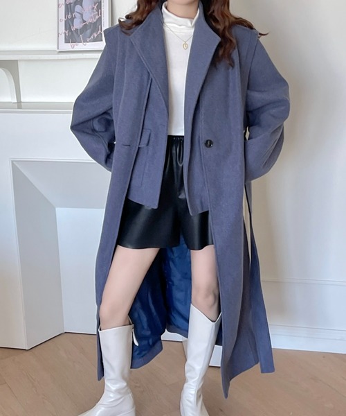 「emi+」 チェスターコート M ブルー レディース_画像4