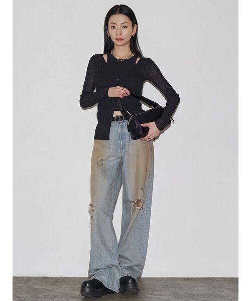 ニット セーター 「VEQUM」SHEER WAVING LAYER KNIT レディース VEQUM ニット セーター 「VEQUM」SHEER WAVING LAYER KNIT