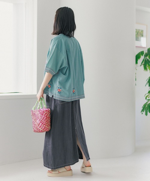 美品 niko and FINEリネンステッチジャンパースカート niko and… ジャンパースカート FINEリネンステッチジャンパー