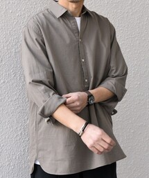 シャツ SHIPS any:「洗濯機可能」コットン/リネン 7分袖  スキッパー プルオーバー シャツ 25SS メンズ｜ZOZOTOWN Yahoo!店