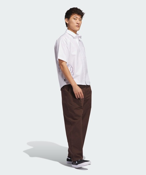【新品未使用】adidas 半袖ジップアップシャツ ホワイトL シュムーフォイル ファイター ボタンアップシャツ（ジェンダー