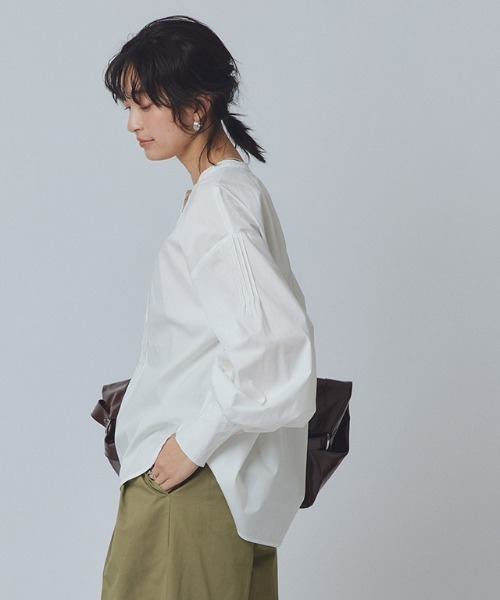 RASW ブラウス シャツ 「RASW」キーネックボリュームスリーブ