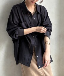 DouDou（ドゥドゥ） ブラウス シャツ 袖リブシアーデニムシャツ