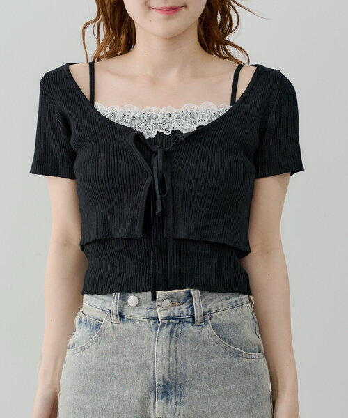 LA PEAU DE GEM ショートカーディガン＆カップインキャミ sheer short cardigan – LA PEAU DE GEM