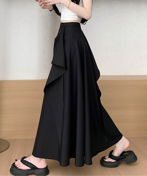 【再入荷】素敵 アシンメトリー ロングスカート アウトステッチ スカート アシンメトリロングスカート : ZOZOTOWN Yahoo!店