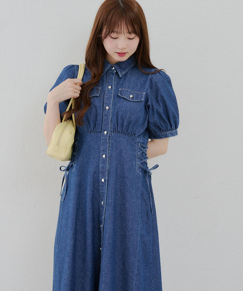 ANOTHER BRANCH OLIVE des ワンピース レースアップ前開き