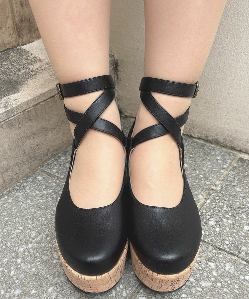【An Another Angelus】クロスストラップ厚底パンプス an another angelus パンプス 「大人気リピート生産決定