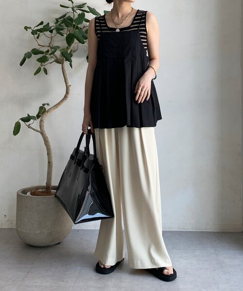 DouDou（ドゥドゥ） ブラウス シャツ プリーツチュニックキャミ