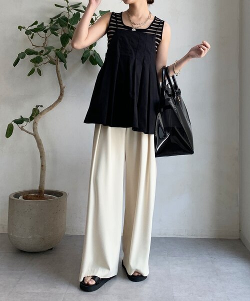 DouDou（ドゥドゥ） ブラウス シャツ プリーツチュニックキャミ