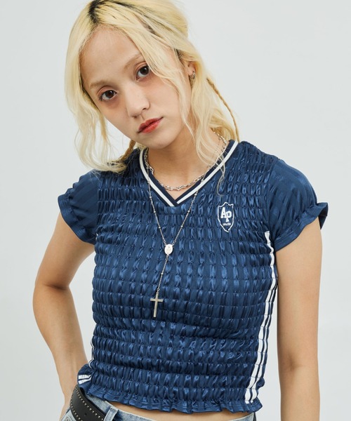 atmos girls tシャツ pink Shirring Mini Game Shirt / アトモス