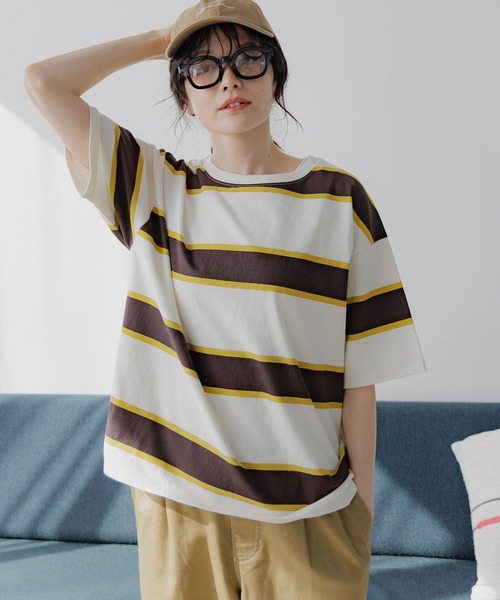 「niko and...」 半袖Tシャツ MEDIUM グリーン レディース