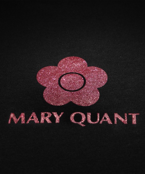 MARY QUANT ピンクグリッター ロゴ Tシャツ (ブラック) MARY QUANT tシャツ マリークワント mary quant ピンク