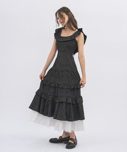 ワンピース dot × many frill onepiece / フリルドットワンピース
