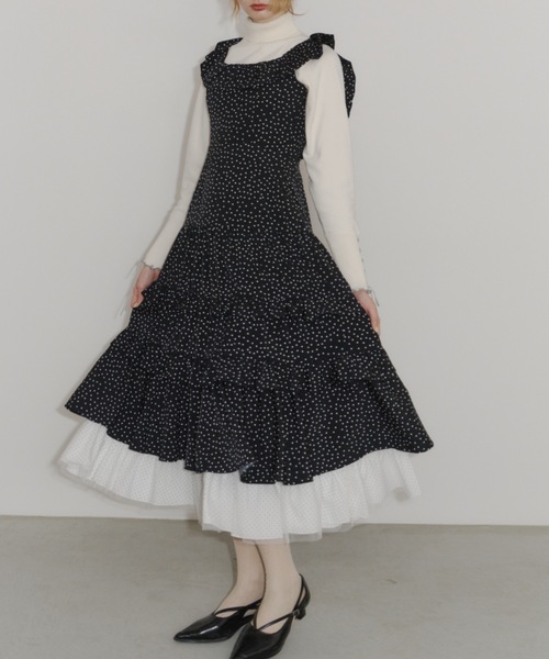 ワンピース dot × many frill onepiece / フリルドットワンピース