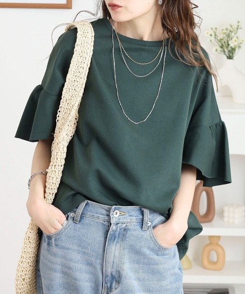 tシャツ EGLANTINE バックフリル半袖カットソー レディース