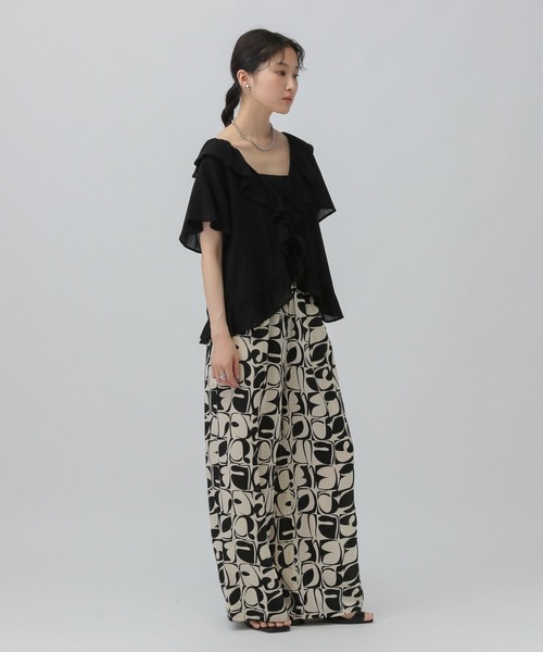 LEPSIM パンツ サテンプリントパンツ 576638 レディース