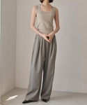 ワイドパンツ パンツ ボックスタックリネンパン...の詳細画像5